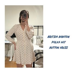 Aritzia Babaton Day Dress Buttons Polka Dots Size Small